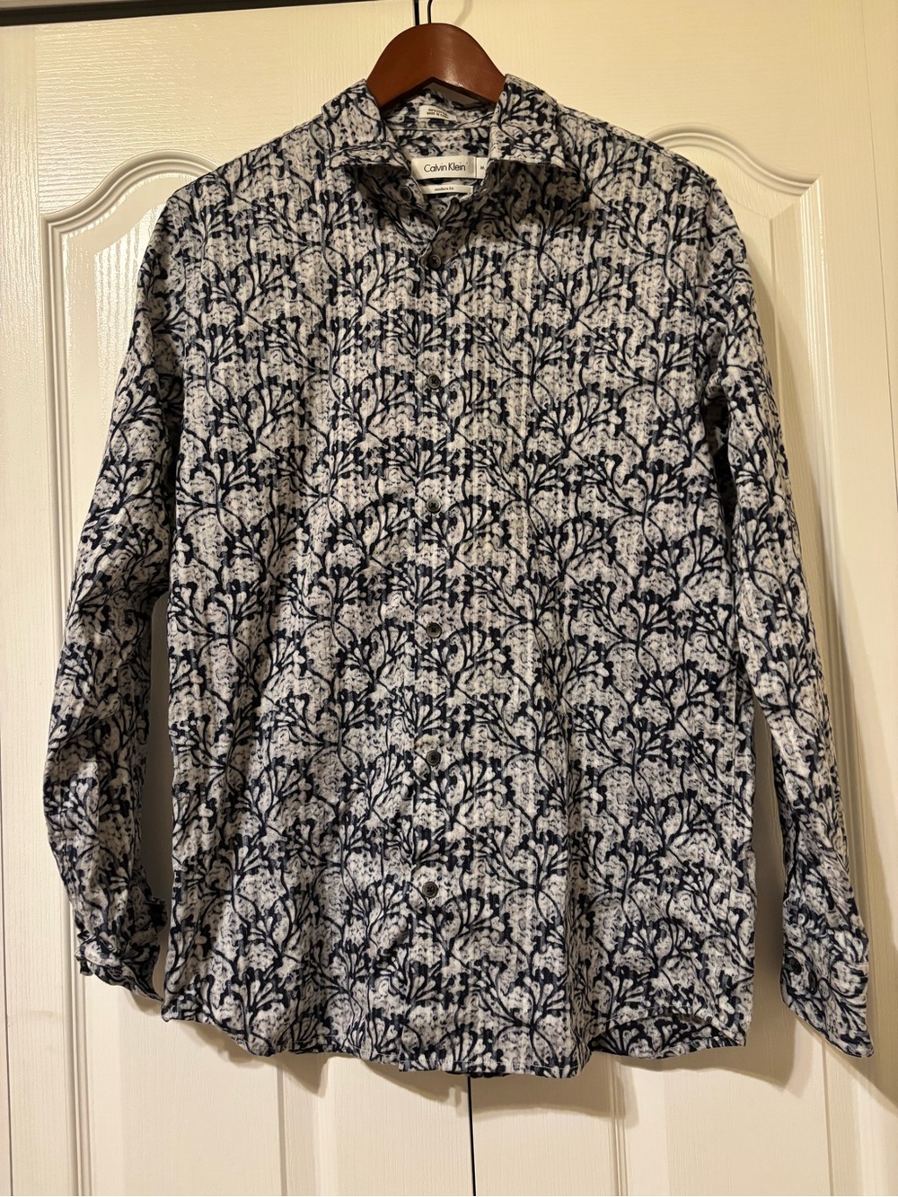 Calvin Klein White Shirt with Navy Floral Print